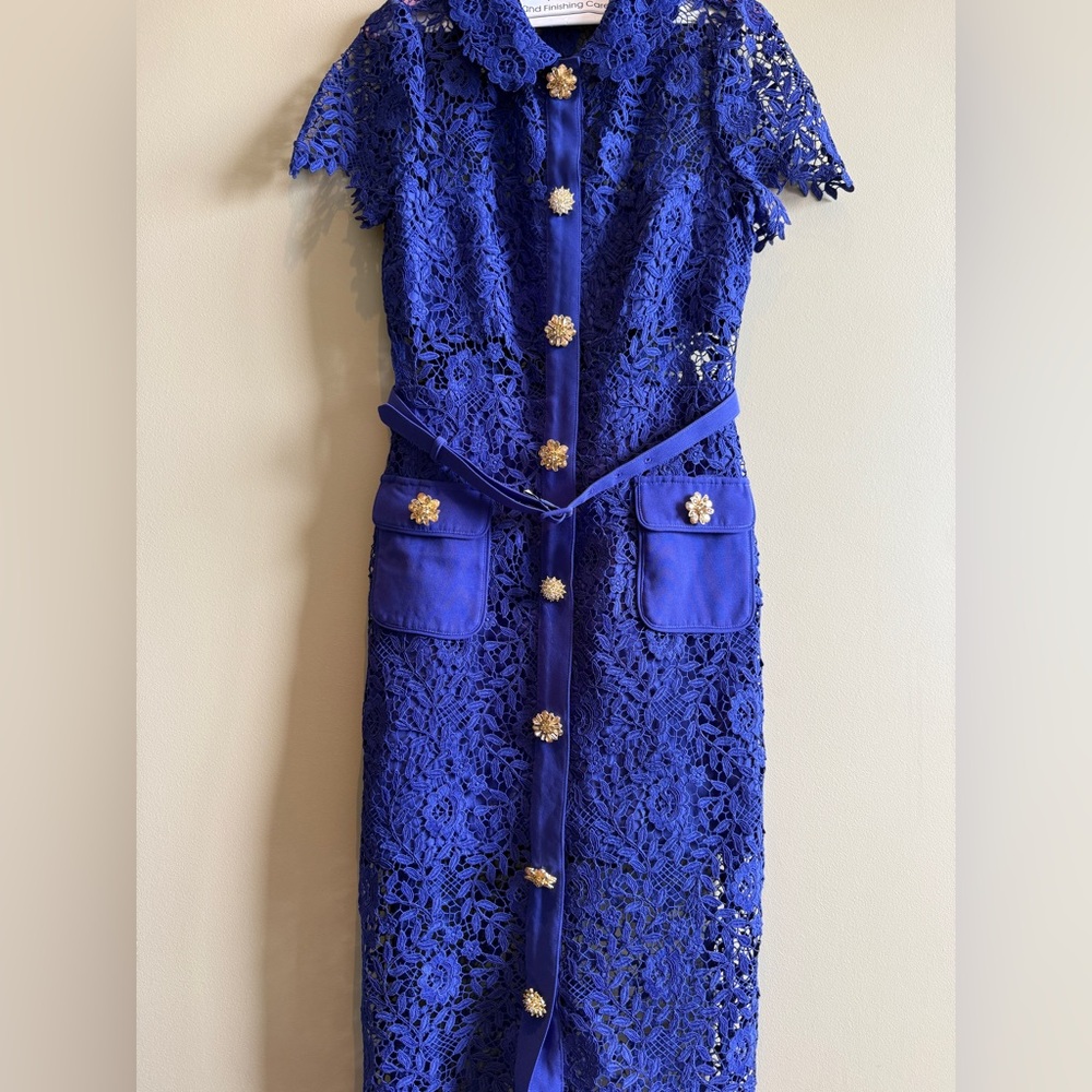 Self-Portrait Royal Blue Lace Midi Dress